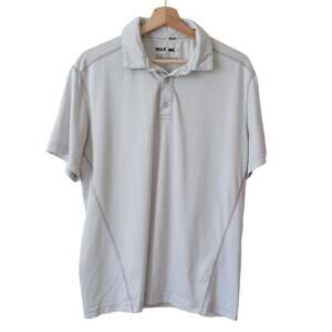 Michael Strahan Men's Polo Shirt Size Large Golfing White Gray Short Sleeve Golf